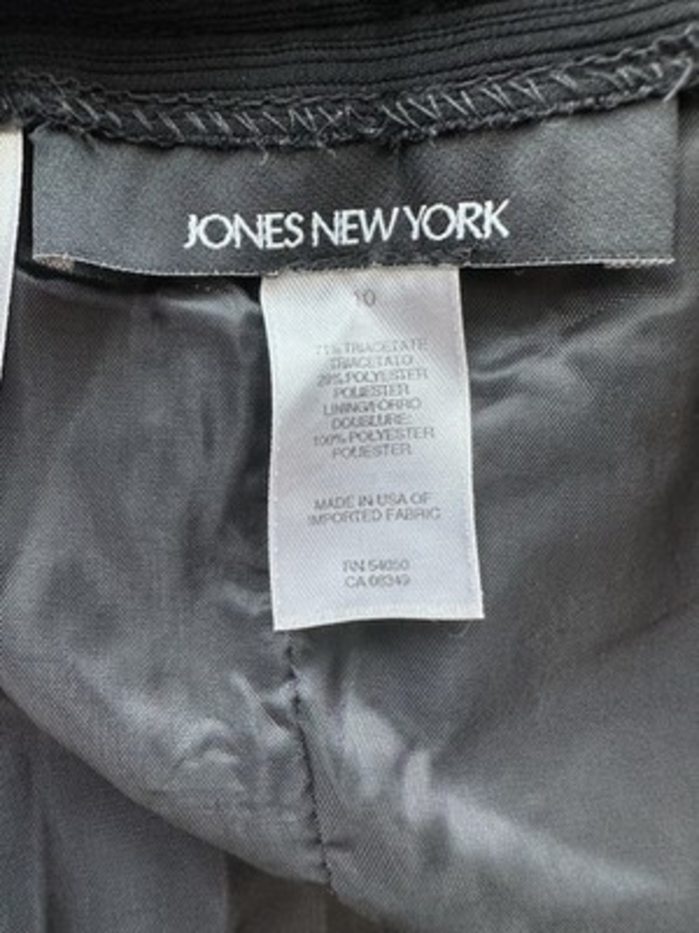Jones New York Black Pencil Skirt Knee Length Pleated Back Slit Women's Size 10 - Picture 7 of 7